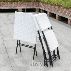 3PCS Folding Rattan Patio Garden Table And Chairs 2 Seat Furniture Set Courtyard