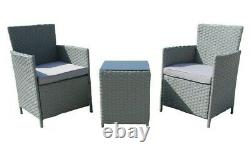 3PCS Outdoor Wicker Patio Rattan Garden Furniture Set with Chairs Cushion Table
