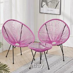 3PCS Rattan Furniture Bistro Set Garden Table Chairs Patio Patio Dining Tea Cafe