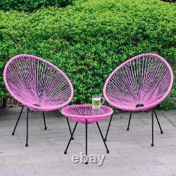 3PCS Rattan Furniture Bistro Set Garden Table Chairs Patio Patio Dining Tea Cafe