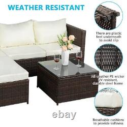 3PCS Rattan Garden Furniture 4 Seater Corner Sofa Coffee Table Outdoor Patio Set