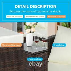 3PCS Rattan Garden Furniture 4 Seater Corner Sofa Coffee Table Outdoor Patio Set