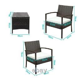 3PCS Rattan Garden Furniture Bistro Set Chair Table Patio Outdoor Wicker Brown