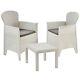 3pc Bistro Set Garden Furniture Patio Outdoor Table Armchairs Poly Rattan White