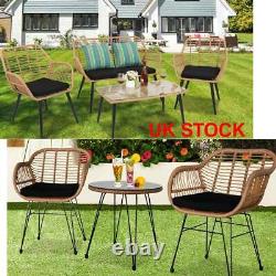 3Pcs /4 Pieces Bistro Set Rattan Garden Patio Table Chair Seating Furniture Sets