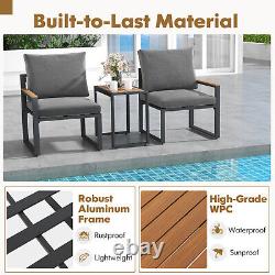 3Pcs Outdoor Conversation Set Garden Patio Furniture Chair Table Set withCushions