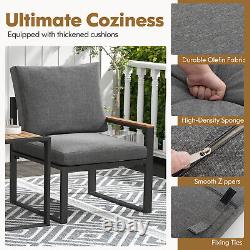 3Pcs Outdoor Conversation Set Garden Patio Furniture Chair Table Set withCushions