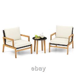 3Pcs Outdoor Rattan Furniture Set Garden Patio Wicker Chair & Side Table Set