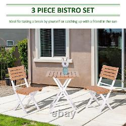 3Pcs Patio Bistro Set Garden Furniture Set Folding Outdoor Chair Table Natural