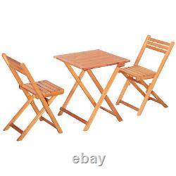 3Pcs Patio Bistro Set Garden Furniture Set Folding Outdoor Chair Table Teak