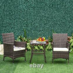 3Pcs Rattan Furniture Bistro Set Garden Chair Table Patio Outdoor Wicker Table