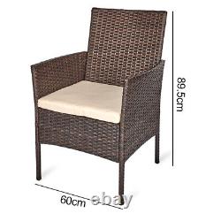 3Pcs Rattan Furniture Bistro Set Garden Chair Table Patio Outdoor Wicker Table