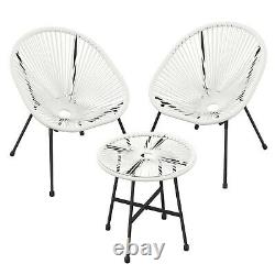 3Piece Garden Furniture Set Patio Outdoor Seating Acapulco Chair White GGF013W01