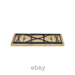 3pc Beer Table & Bench Set Outdoor Wooden Folding Trestle Patio Garden Furniture