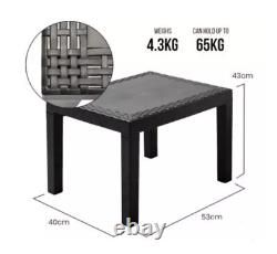 3pc Black Rattan Garden Furniture Set Outdoor Patio Cushioned Chair Table