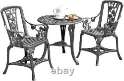 3pc Garden Bistro Set 2 Chairs & Table Furniture PVC Outdoor Patio Dining NEW