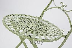 3pc Green Garden Furniture Set Folding Bistro Patio Furniture Oval Table Metal