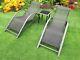 3pc Outdoor Furniture Set Sun Loungers Side Table Garden Patio Back Chaise Seats