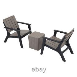 3pc Outdoor Garden Furniture Table &Chair Set Relax Armchair Storage Table Patio