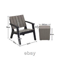 3pc Outdoor Garden Furniture Table &Chair Set Relax Armchair Storage Table Patio