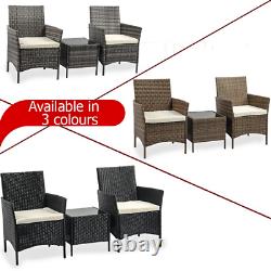 3pc Rattan Garden Furniture Outdoor Patio Set Coffee Table with 2 Arm chairs