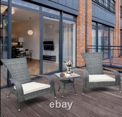 3pc Rattan Garden Furniture Table & Chair Outdoor Bistro Set Patio Wicker Set UK