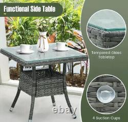 3pc Rattan Garden Furniture Table & Chair Outdoor Bistro Set Patio Wicker Set UK