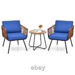 3pcs Rattan Chair Set Garden Patio Conversation Outdoor Furniture Table 2 chairs