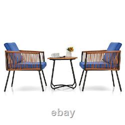 3pcs Rattan Chair Set Garden Patio Conversation Outdoor Furniture Table 2 chairs