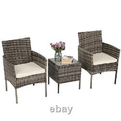 3pcs Rattan Patio Furniture Set Outdoor Garden Wicker Coffee Side Table Bistro