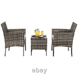 3pcs Rattan Patio Furniture Set Outdoor Garden Wicker Coffee Side Table Bistro