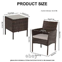 3pcs Rattan Patio Furniture Set Outdoor Garden Wicker Coffee Side Table Bistro