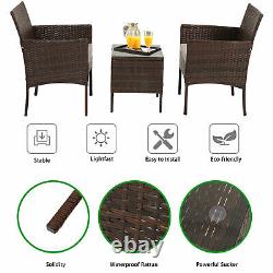 3pcs Rattan Patio Furniture Set Outdoor Garden Wicker Coffee Side Table Bistro