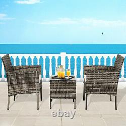 3pcs Rattan Patio Furniture Set Outdoor Garden Wicker Coffee Side Table Bistro