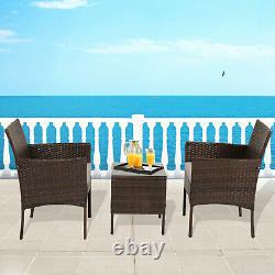 3pcs Rattan Patio Furniture Set Outdoor Garden Wicker Coffee Side Table Bistro