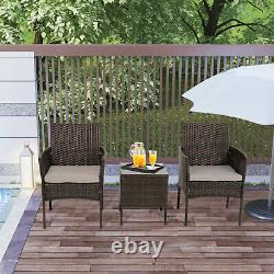 3pcs Rattan Patio Furniture Set Outdoor Garden Wicker Coffee Side Table Bistro