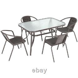4/6Seater Garden Glass Top Table Outdoor Furniture Patio Cafe Bistro Table 120cm