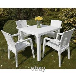 4 Chairs Table Garden Outdoor Patio Furniture Set Bistro Set Rattan Style Chairs