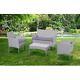 4 Pc Rattan Effect Outdoor Garden Patio Furniture Sofa, Chairs & Table In Grey