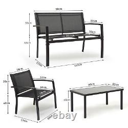 4 PCS Garden Furniture Set Patio Outdoor 4 Seater Sofa Chairs Rectangular Table