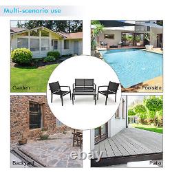 4 PCS Garden Furniture Set Patio Outdoor 4 Seater Sofa Chairs Rectangular Table