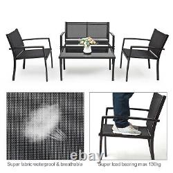 4 PCS Garden Furniture Set Patio Outdoor 4 Seater Sofa Chairs Rectangular Table