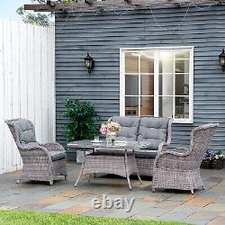 4 PCS Patio PE Rattan Sofa Set All Hnad Wicker Woven Garden Outdoor Furniture