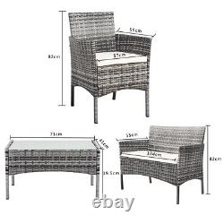 4 PCS Rattan Garden Furniture Set Patio Table Chairs Sofa Balcony Bistro Outdoor