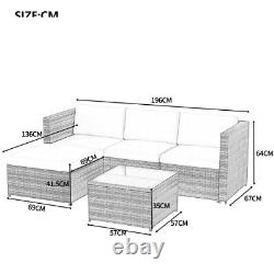 4 Pc L-shaped Corner Sofa Glass Table Rattan Garden Furniture Patio Lounge Set