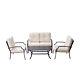 4 Pcs Garden Patio Furniture Table & 3 Chairs Sofa With Cushions