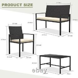 4 Pcs Rattan Garden Furniture Set Chairs Sofa Table Patio Seater Set Outdoor