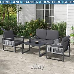 4 Piece Aluminium Garden Dining Set Outdoor Patio Furniture with Cushions Included