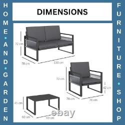 4 Piece Aluminium Garden Dining Set Outdoor Patio Furniture with Cushions Included