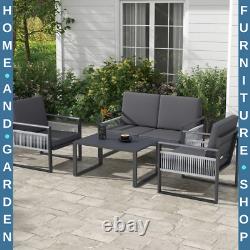 4 Piece Aluminium Garden Dining Set Outdoor Patio Furniture with Cushions Included